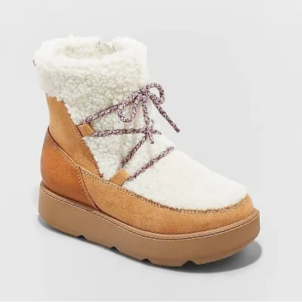 Cat & Jack Girls' Arya Zipper Winter Shearling Style Boots